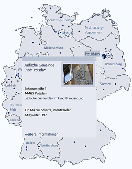 Interaktive Flash-Karte f&uuml;r den Zentralrat der Juden
